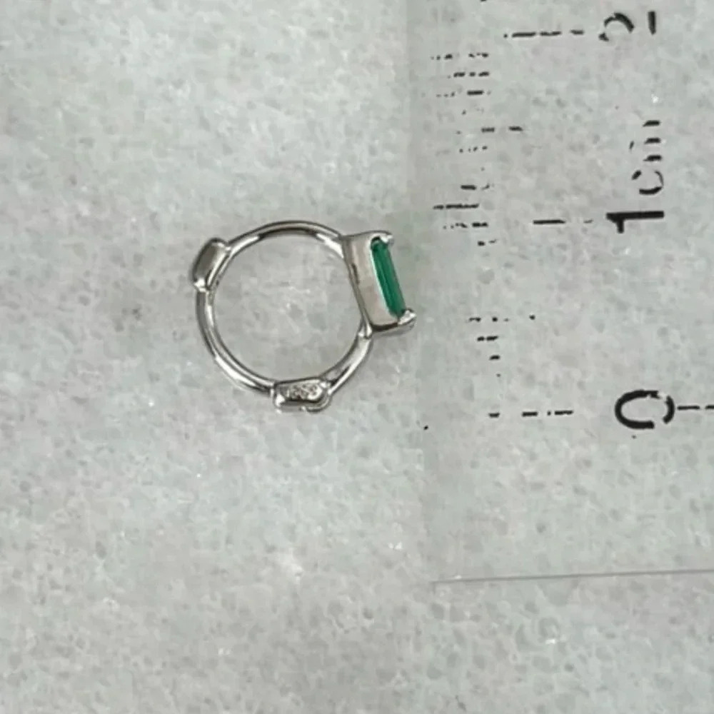 NEW STOCK Sterling Silver Green Crystal Mini Small Huggie Hoop Earrings - Picture 3 of 4